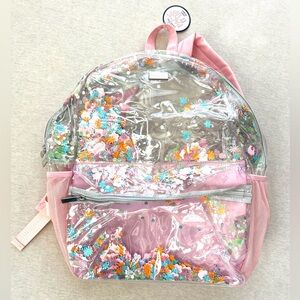Packed Party Pink Clear Sequin Floral Backpack